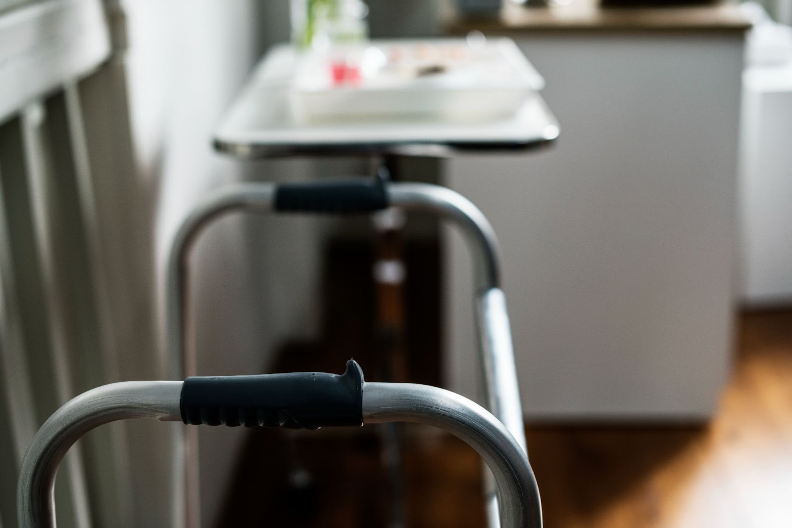 Close-up of a walker, illustrating home modification solutions for mobility support